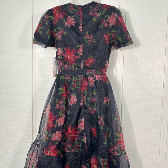 Rachel Parcell Black Orchard Floral Print Tulle Short Sleeve Dress Size 8 NWT - Picture 14 of 14